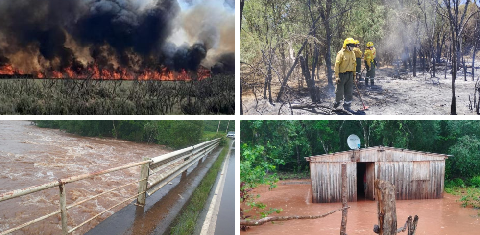 Bomberos Voluntarios combaten inundaciones e incendios forestales