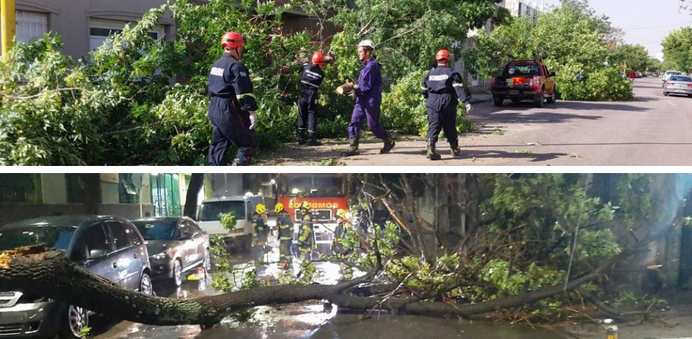 Bomberos Voluntarios sin descanso frente a los fuertes vientos y lluvias